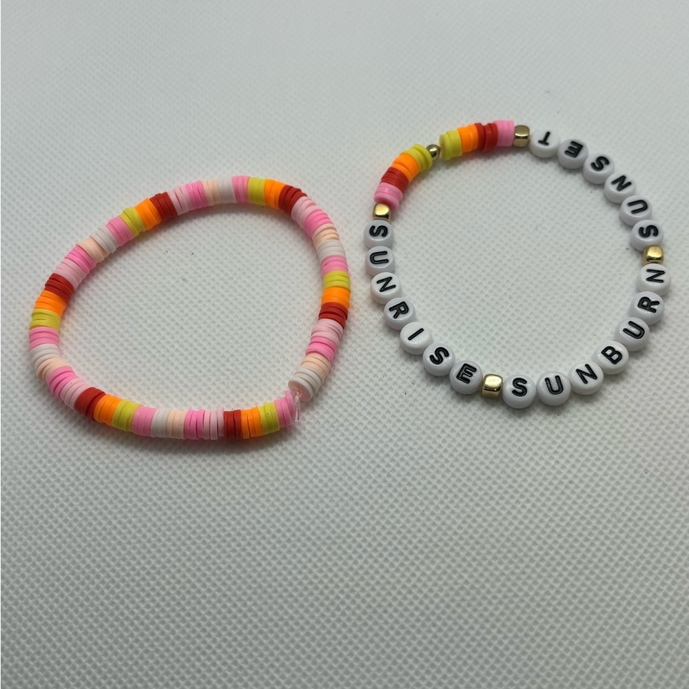 Handmade friendship bracelet set clay polymer beads - Luke Bryan Theme